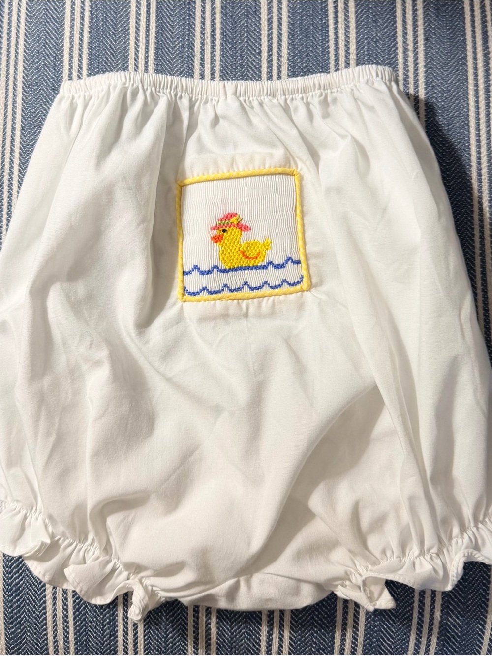 White Smocked Diaper Cover Size 12 Months